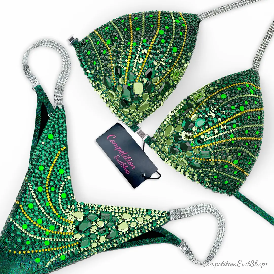 Emerald Neon Plume Competition Bikini BM238-3